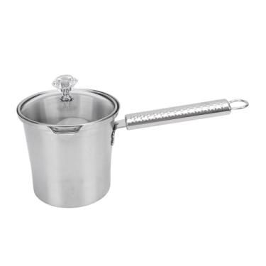 Imagem de Jarra para Espuma de Leite, Copo de café Expresso de Bico único Com Alça de Madeira Copo Medidor de Aço Inoxidável Multifuncional Cafeteira Turca Com Tampa para Cafés Domésticos