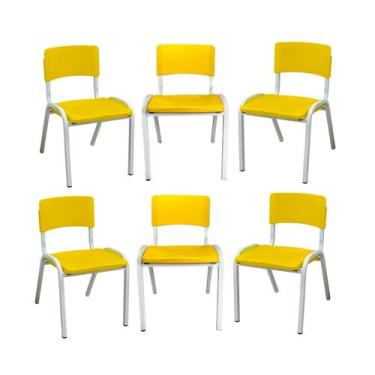 Imagem de Kit 6 Cadeira Iso Infantil Amarela Escolar e Creche  - ECOMHOME