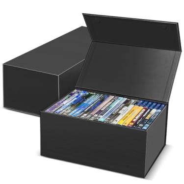 Imagem de CollectHall Pacote com 2 caixas de armazenamento de DVD Blu Ray para armazenamento Steelbook, organizadores de filmes, suporte de blu-ray, estojos de armazenamento de videogame