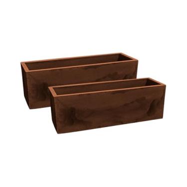 Imagem de Kit 2 Vasos Para Plantas Cachepot Polietileno Floreira 67cm Jardineira Flat Decoração (Aco Corten)