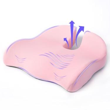 Imagem de Almofada de assento para cadeira de escritório, almofada de assento grande e grossa para alívio da dor no cóccix, ciática e suporte para as costas, almofada de espuma viscoelástica para cadeira de