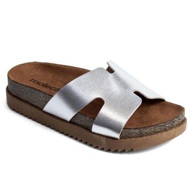 Imagem de Chinelo Sandália Moleca Tratorado Slide Tamanco 5500.100, Prata, 38