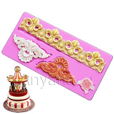 Imagem de Anyana Molde de silicone de doces de renda floral de lis para decoração de bolo, enfeite de cupcake, fondant, joias, argila de polímero, projetos de artesanato, antiaderente, fácil de usar