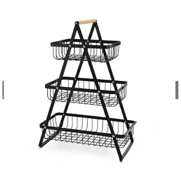 Imagem de Fruteira de Mesa Premium Aramado 2 ou 3 Andares 33cm ou 47cm Altura Cesta Organizador Multiuso