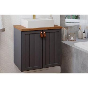 Imagem de Bancada De Banheiro Balcão Alure 2 Portas C- Cuba 60cm Titanium-freijo - Mgm