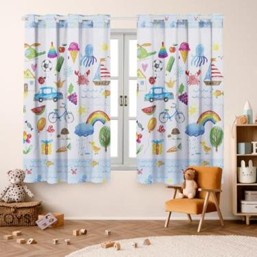Imagem de Cortina Infantil 2,00x1,50 Decoração Divertida para Quarto de Criança (Mundo Azul)