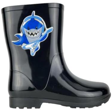 Imagem de Bota Infantil Galocha Charmosinha Menino Tubarão Baby Shark Confortáve