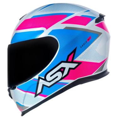 Imagem de Capacete ASX Eagle Fast Branco Rosa e Azul, 56