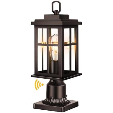 Imagem de OPAXIS Luzes De Poste Externas Do Anoitecer Ao Amanhecer, Poste De Luz Externo De Bronze Com Base De Montagem Em Píer, Postes De Luz À Prova D'Água, Iluminação Externa Com Vidro Temperado Para Jardi