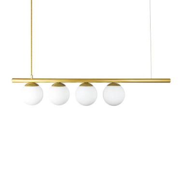 Imagem de Lustre Pendente Figo com 4 Globos Esfera de Vidro - Ouro - Trybo Desig