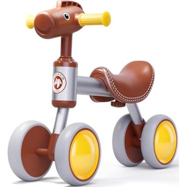 Imagem de PerKidern Bicicleta de equilíbrio para bebês de 1 a 2 anos, design exclusivo de cavalo, para 12 a 24 meses, bicicleta de equilíbrio infantil de 4 rodas, para bebês de 1 ou mais anos para meninos e