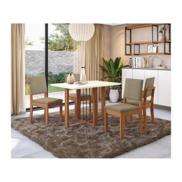 Imagem de Mesa de Cozinha 4 Cadeiras Retangular Tampo de MDF com Vidro Malbec Ka
