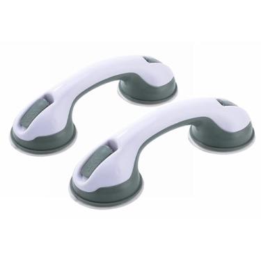 Imagem de HONEYSEW Pacote com 2 barras de apoio para banheiras e chuveiros, barra de apoio com ventosa, alça de chuveiro resistente, corrimãos de banho removíveis para idosos e idosos, aderência de segurança