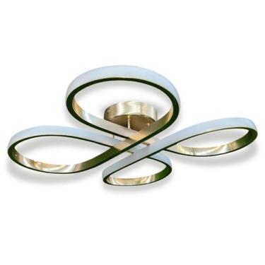 Imagem de Plafon Led Moderno Trevo Sala Quarto 3 Em 1 50w Cor Dourado Chamanhe 1