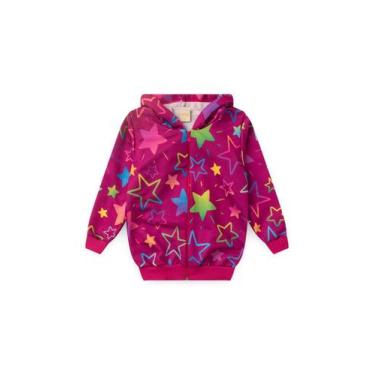 Imagem de Jaqueta Inverno Menina Radiante Com Capuz em Moletom Estrelas - Moleka