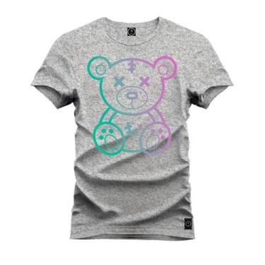 Imagem de Camiseta Estampada Tamanho Grande Plus Size Neon Urso - NoBrand, Cinza