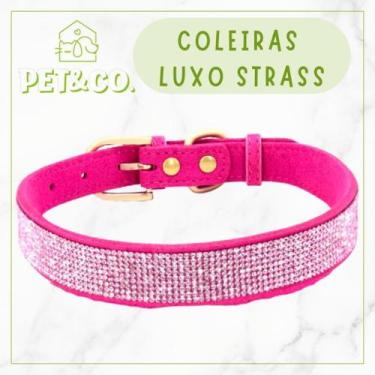 Imagem de Coleira Strass para Cachorro e Gato material sintético - Pet&CO., Rosa
