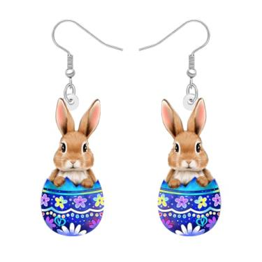Imagem de DALANE Brincos de coelho de coelho divertidos de acrílico com pingente de lebre de coelho fofo joias hipoalergênicas para mulheres amantes de animais, pingentes festivos de decoração de festas de fim