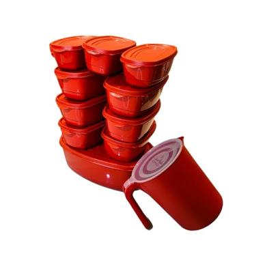 Imagem de Kit 10 Vasilhas de Plástico Cozinha Completa Hermético Com Jarra