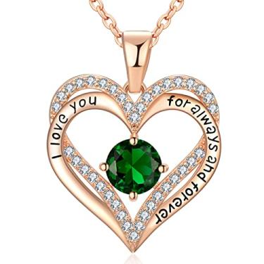 Imagem de Lucktree Joias para namorada, aniversário, amor, colar para mulheres, presentes de aniversário para mulher, esposa, aniversário, Natal, Dia das Mães, presente para sua mãe (esmeralda-maio), Zircônia