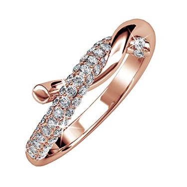 Imagem de VIFE Anéis de casamento banhados a ouro 18 K para mulheres CZ zircônia cúbica corda torcida anel de compromisso para mulheres, 7, Banhado a ouro 18K, Zircônia cúbica