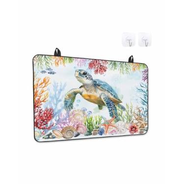 Imagem de Tapete de proteção de fogão magnético para cozinha, tartaruga azul coral concha animal oceano protetor de bancada à prova de calor almofada quente para fritadeira a ar, batedeira, cafeteira, 61 cm x