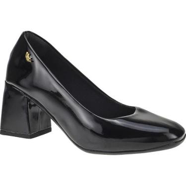Imagem de Sapato Scarpin Feminino Salto Bloco Bico Quadrado Verniz - LAZZLU, Pre