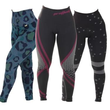Imagem de Kit com 3 Leggings Mescla Sublimadas Cintura Alta Suplex (P -SPIDER/CAMUFLADA/CAVEIRA)