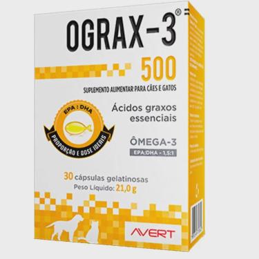 Imagem de Suplemento Avert Ograx-3 500 para Cães e Gatos