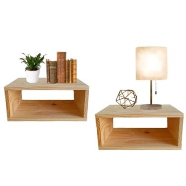 Imagem de kit Mesa de Cabeceira Suspensa Canto Auxiliar Madeira Pinus(2 unidades)