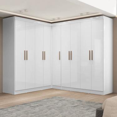 Imagem de Guarda-roupa Modulado de Canto 9 Portas e 4 Gavetas Paris Branco