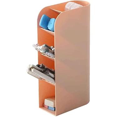 Imagem de Porta-lápis de mesa, multifuncional, suporte de lápis de grande capacidade, suporte decorativo de mesa para pincéis de maquiagem, artigos de papelaria (rosa)