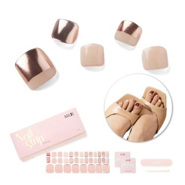 Imagem de NAILOG Tiras de unhas de gel semicuradas, tiras de esmalte com acabamento em gel brilhante | Compre 3 e ganhe 1 lâmpada UV | 32 peças de adesivos Pedi de longa duração | Branco