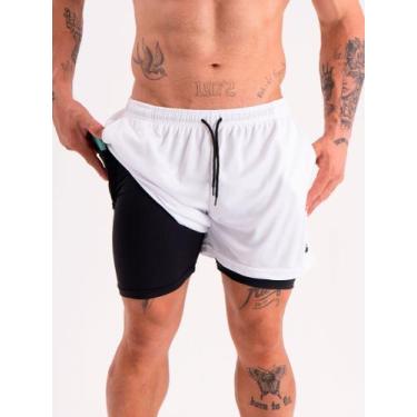 Imagem de Short 2 em 1 Masculino Bermuda Corrida com Bolso Oculto para Celular -