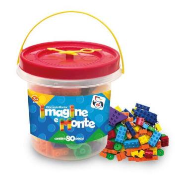 Imagem de Blocos Montar 80 Peças Brinquedos Educativo Crianças + 3 - Pica-pau