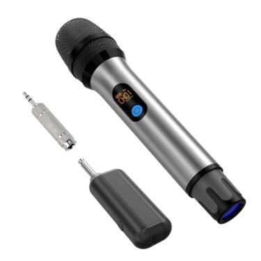 Imagem de Microfone sem fio, microfone portátil sem fio UHF, sistema dinâmico profissional, recarregável por USB-C, alcance de 50 metros, ideal para karaokê em casa, festas de KTV, discursos, reuniões e eventos