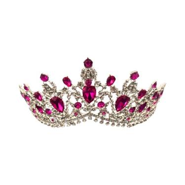 Imagem de Western Stakes Tiaras para meninas, casamento, quinze anos, 15 anos, coroa alta, acessórios de cabelo para formatura, aniversário, eventos, tiara de princesa com strass de cristal, Blue, Metal