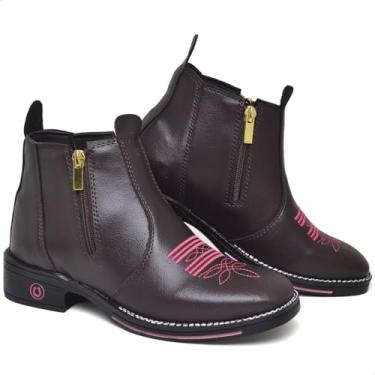 Imagem de Bota Feminina Botina Texana Cano Curto Bico Quadrado Confortável Com Zíper (Café Zíper, BR, Adulto, Numérico, 37)