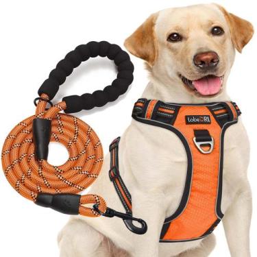 Imagem de Arnês para cães ToBedri No Pull, ajustável, refletivo, laranja M
