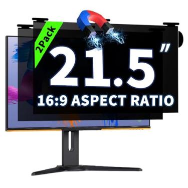 Imagem de [Pacote com 2] Pacote com 2 telas magnéticas de privacidade para computador 53,5 cm para monitor widescreen 16:9, tela de privacidade removível, antireflexo, luz azul, proteção de privacidade