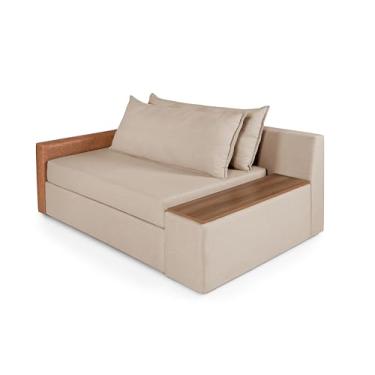 Imagem de Sofá Cama Panamá com Baú Lateral Casal 2 Lugares Linho Chocolate Base Madeira Modern - Casa Imperial