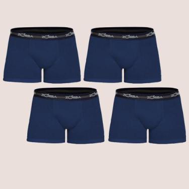 Imagem de Kit Com 4 Cuecas Boxer Sem Costura Algodão Confortável Zorba, Marinho,