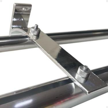 Imagem de Kit 2 Pç Suporte Inove Duplo instalação Parede Varão Suiço Cortina Wav