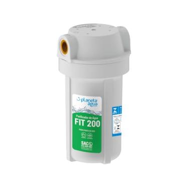 Imagem de Filtro Purificador Fit 200 com Rosca de 1/2" Planeta Água Branco Pequeno, remover resíduos, cloro, barro, areia, ferrugem, cozinha, bebedouro, academia, profissional, do mercado, escola.
