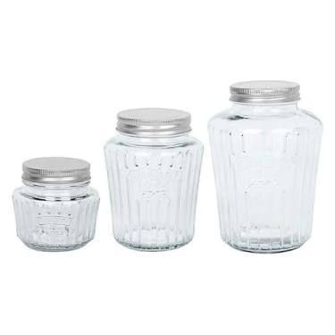 Imagem de Kit Pote Vidro 3 Peças Com Tampa de Inox