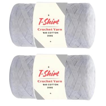 Imagem de Art of Yarn Pacote com 2 camisetas de fios %60 algodão para crochê, tricô, macio% 40% tecido de poliéster, camiseta para iniciantes 500 g, porta-copos de 274 metros Bolsas, cestas, cobertores