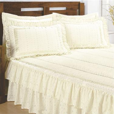 Imagem de Colcha Lese Solteiro Com Babado Duplo 04 Peças - Palha 100% Brasileira