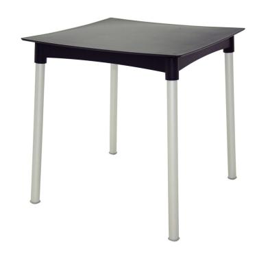 Imagem de Mesa Quadrada Tramontina Diana Preta Em Polipropileno Com Pernas De Alumínio Anodizado...