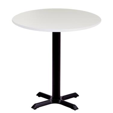 Imagem de Mesa ômega Em Ferro Preto Pintura 74 Cm (altura) Com Tampo Em Mdp Redonda 70 Cm Branco