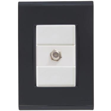 Imagem de Cj Tomada Conexão Tv Sat Coaxial Liz Grafite Tramontina Completo Pronto Tramontina